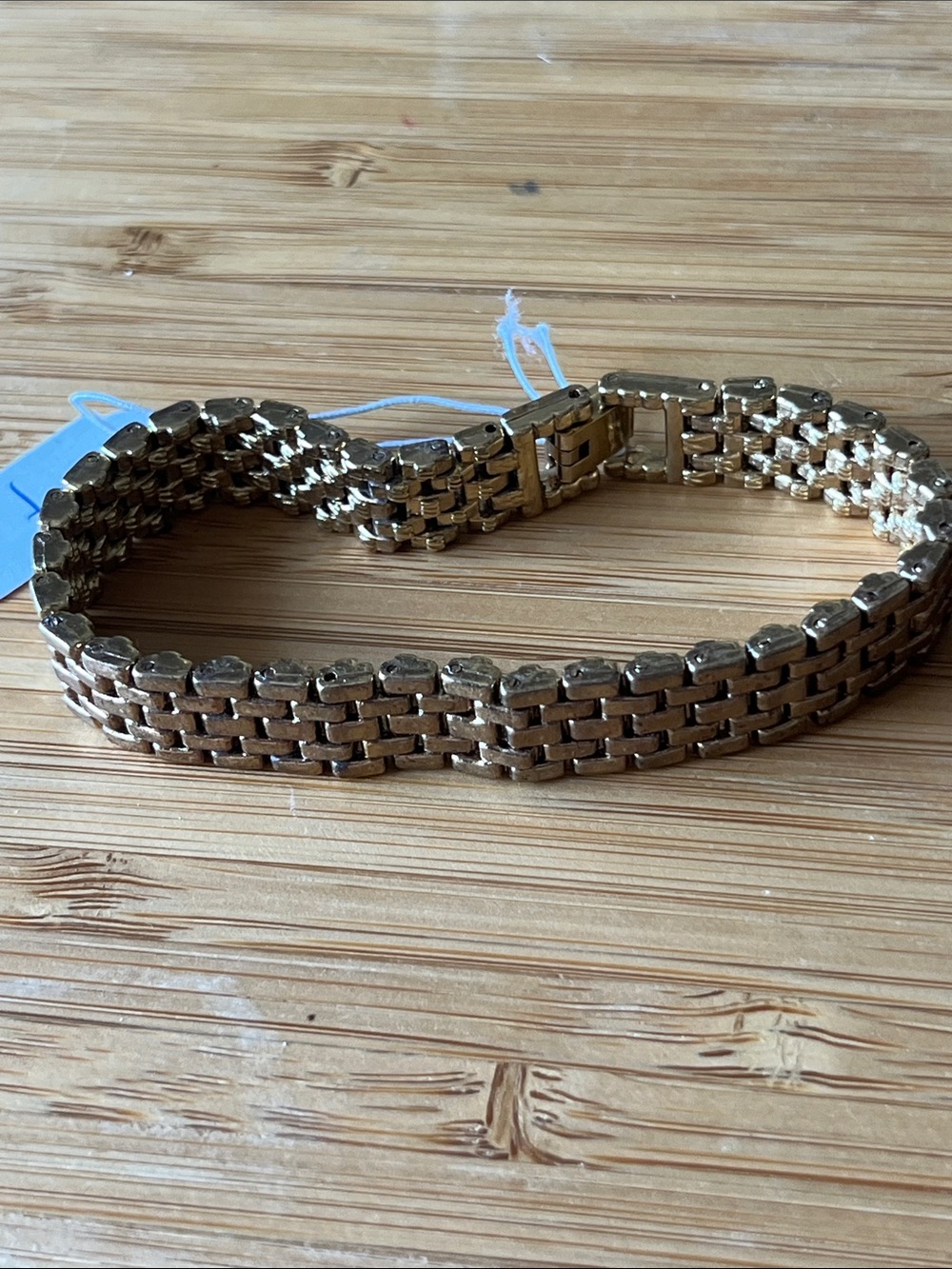 14 Gold Tone Solid Weave Bracelet